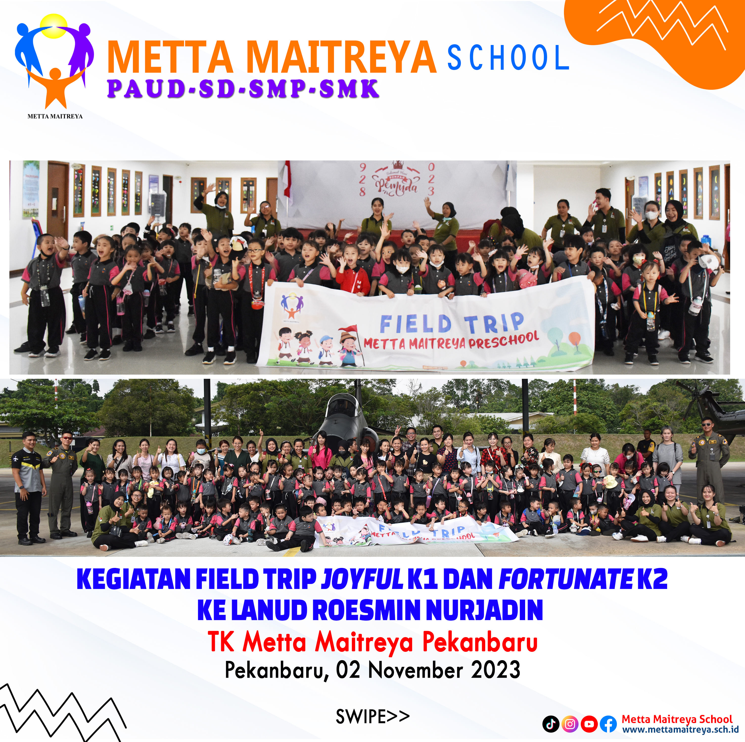 Kegiatan Field Trip Joyful K1 & Fortunate K2 ke LANUD Roesmin Nurjadin | TK METTA MAITREYA